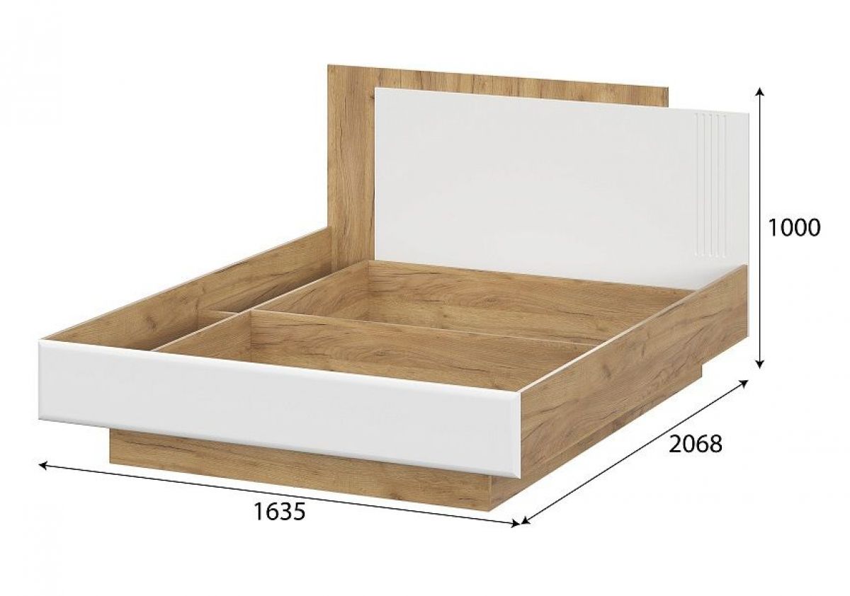 МИЛАН Кровать двойная универсальная 1600 (Серия 2) + основание с ПМ (Дуб Золотой/Белый Матовый) | фото 3