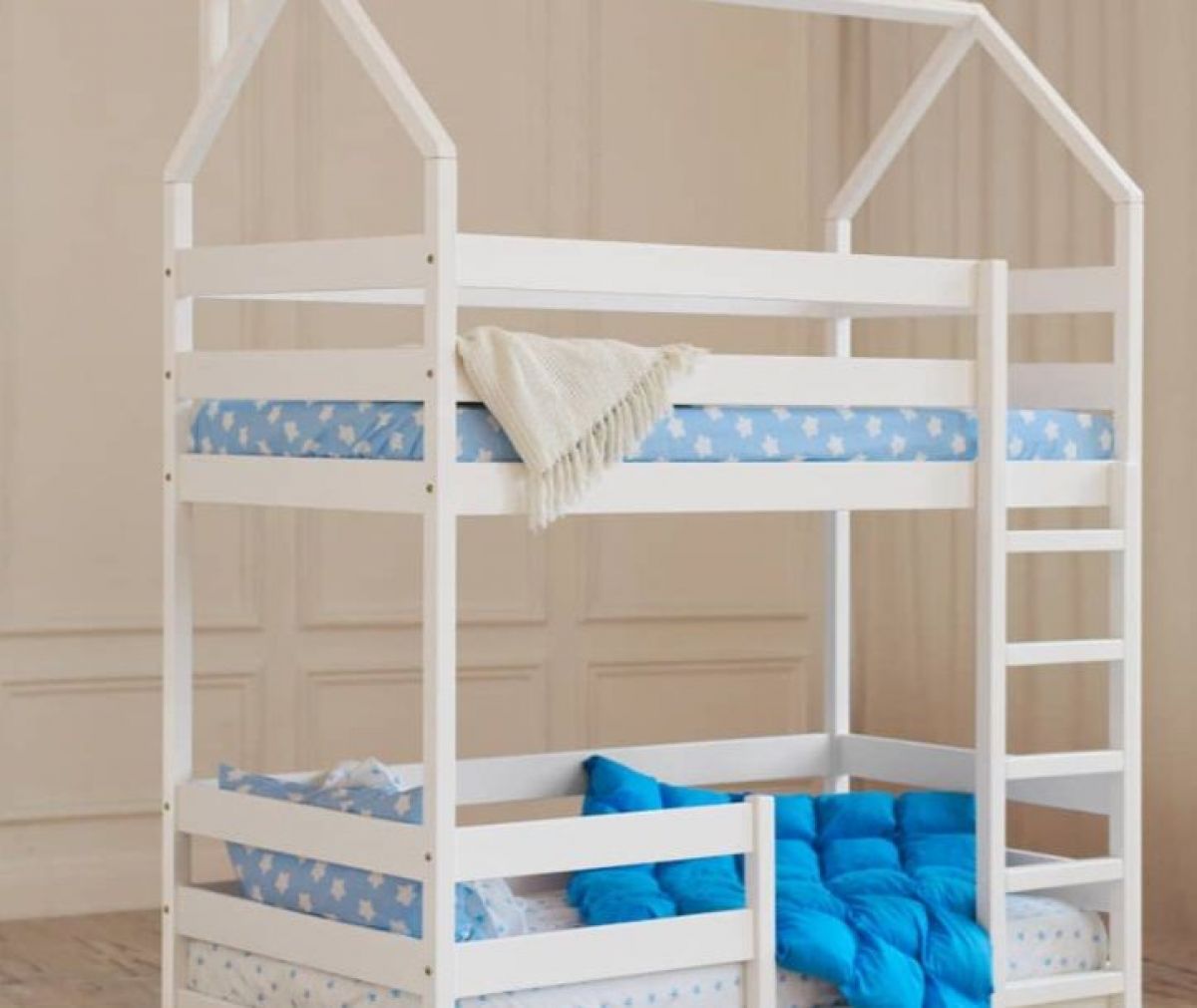 Кровать-домик двухъярусная 80*160 Белый | фото 6