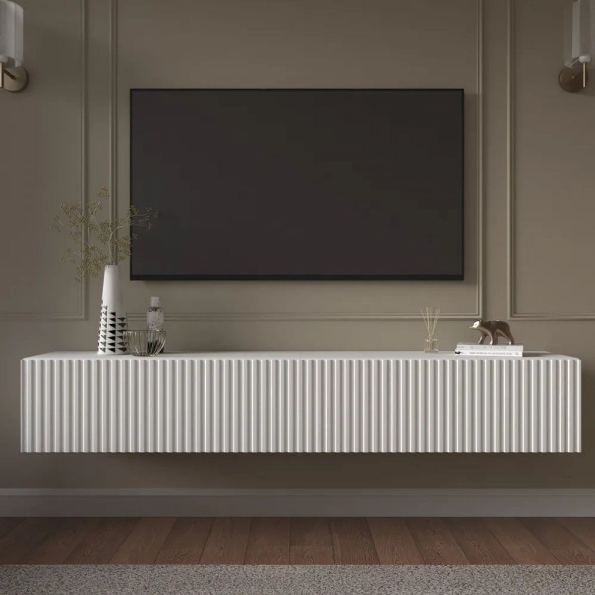 Тумба подвесная под ТВ LINES MTV3-MA 900 Белый матовый (Белый-M 10.1.2) | фото 11