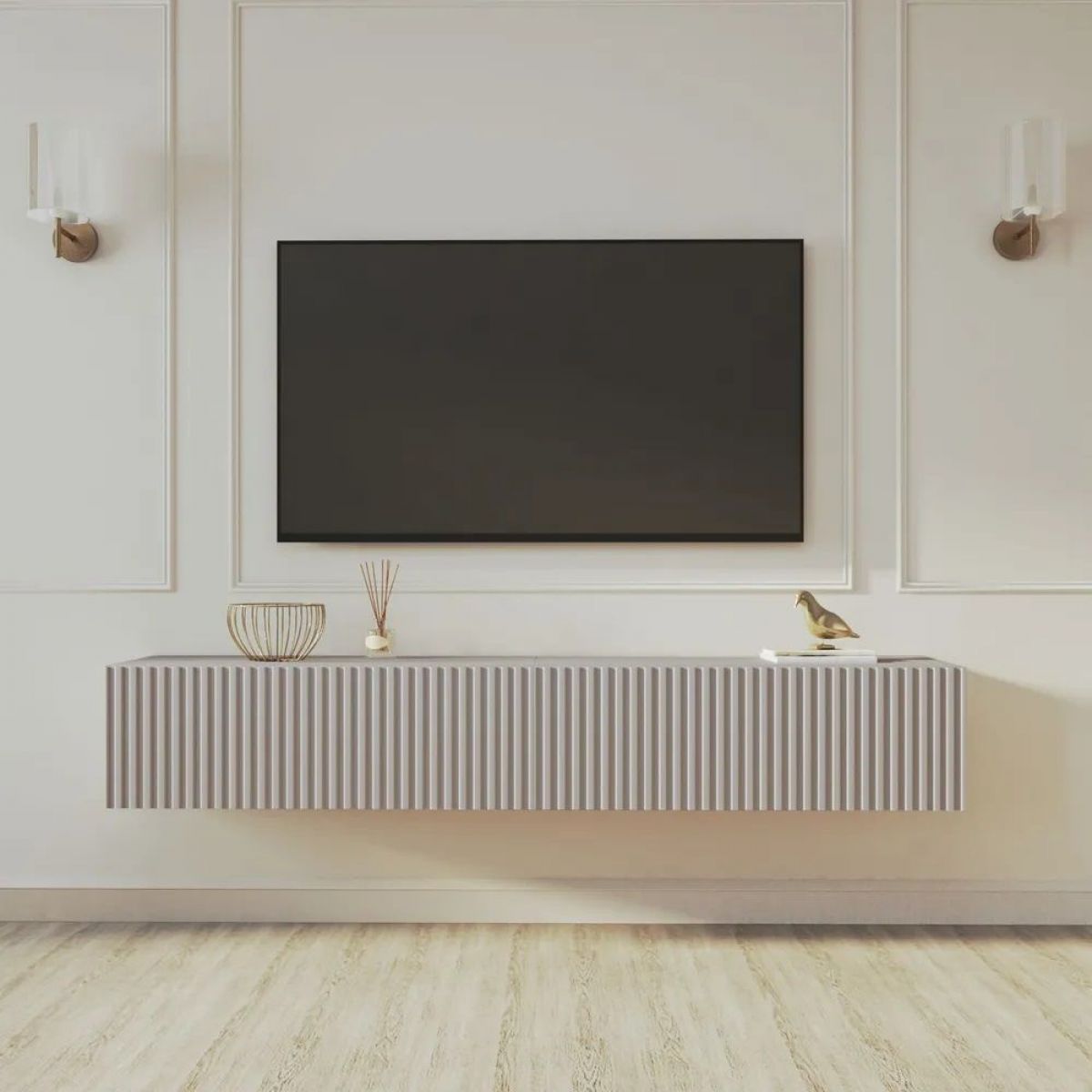 Тумба подвесная под ТВ LINES MTV3-MA 900 Бежевый (Леда-М 10.1.5) | фото 12