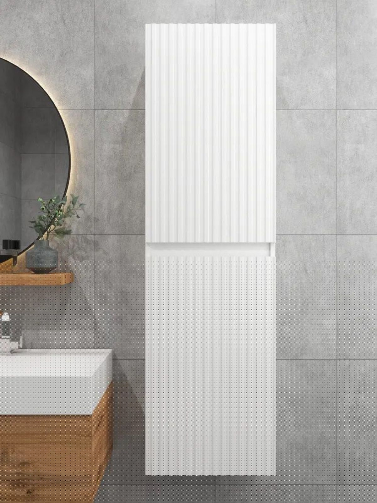 Шкаф пенал навесной для ванной MH11-MA 450х1548 (Белый-М 10.1.1) Белый глянец | фото 2