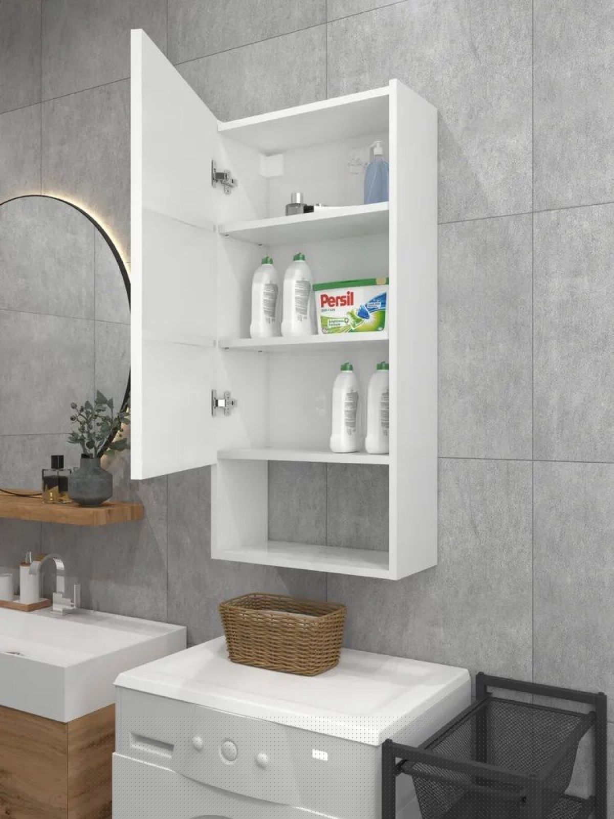 Шкаф навесной для ванной MH24-MA 450х960 (Белый-М 10.1.1) Белый глянец | фото 3