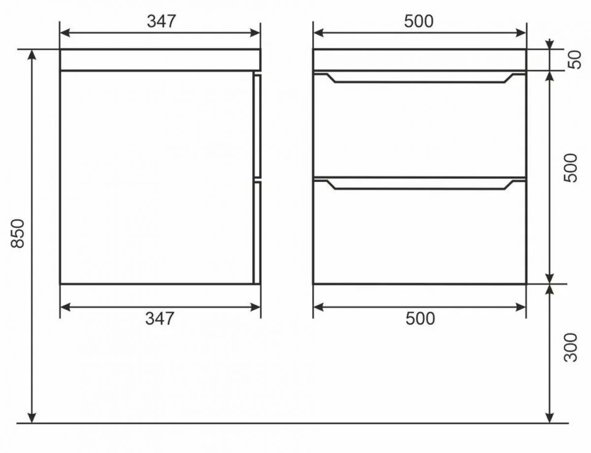 Тумба под раковину Uperwood Tanos 50 см, подвесная, белая/графит | фото 6