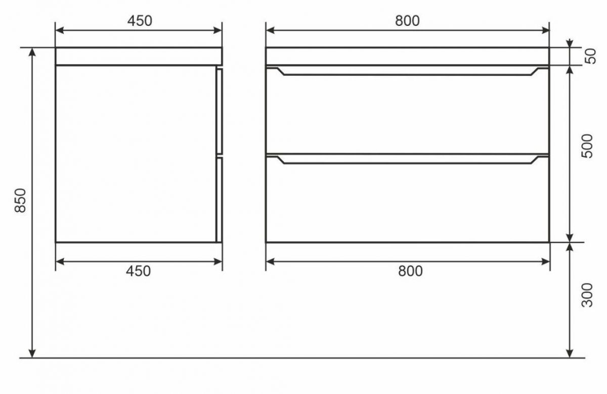 Тумба под раковину Uperwood Tanos 80 см, подвесная, белая/графит | фото 6