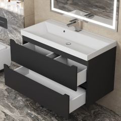 Тумба под раковину Uperwood Tanos 90 см, подвесная, черная матовая | фото 10