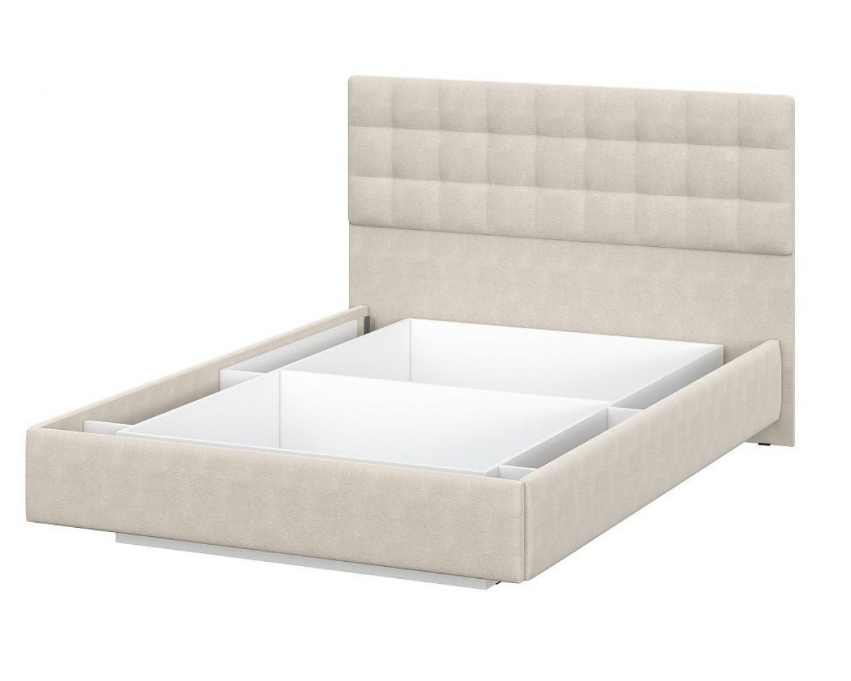 Кровать двойная №2 (универсальная 1.4х2.0) Серия 2 + основание с ПМ (Белый/Бежевый ткань/Квадро Бежевый ткань) | фото 3