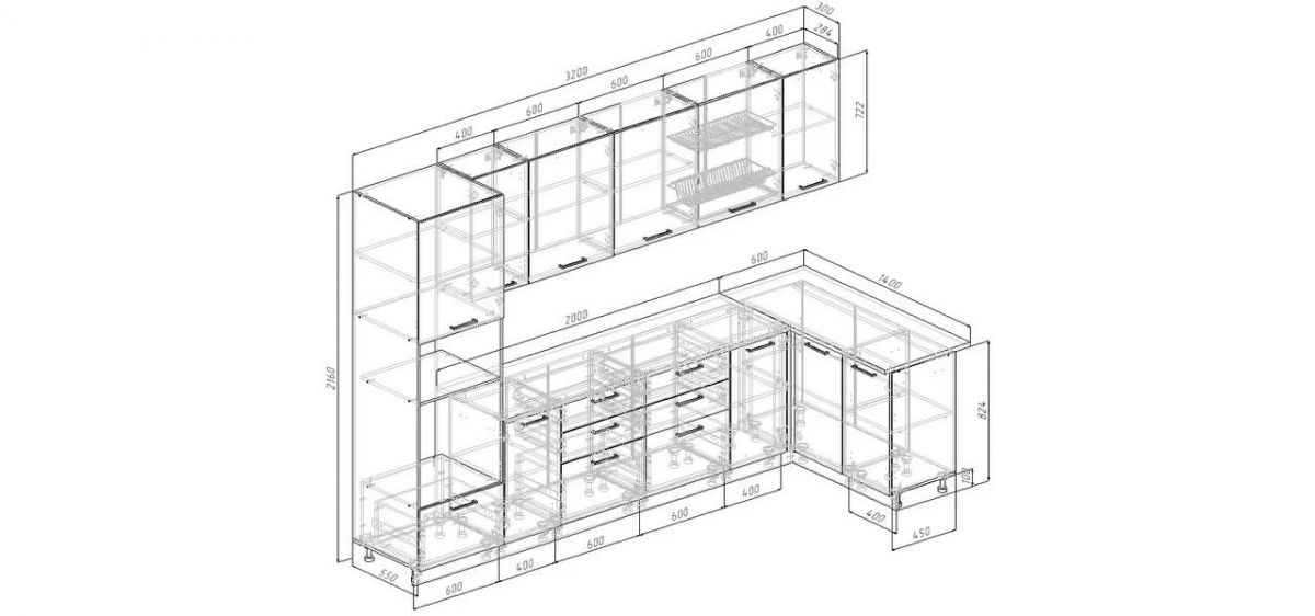 Кухонный гарнитур Антик 3200*1400 (Стол. 38мм) | фото 2