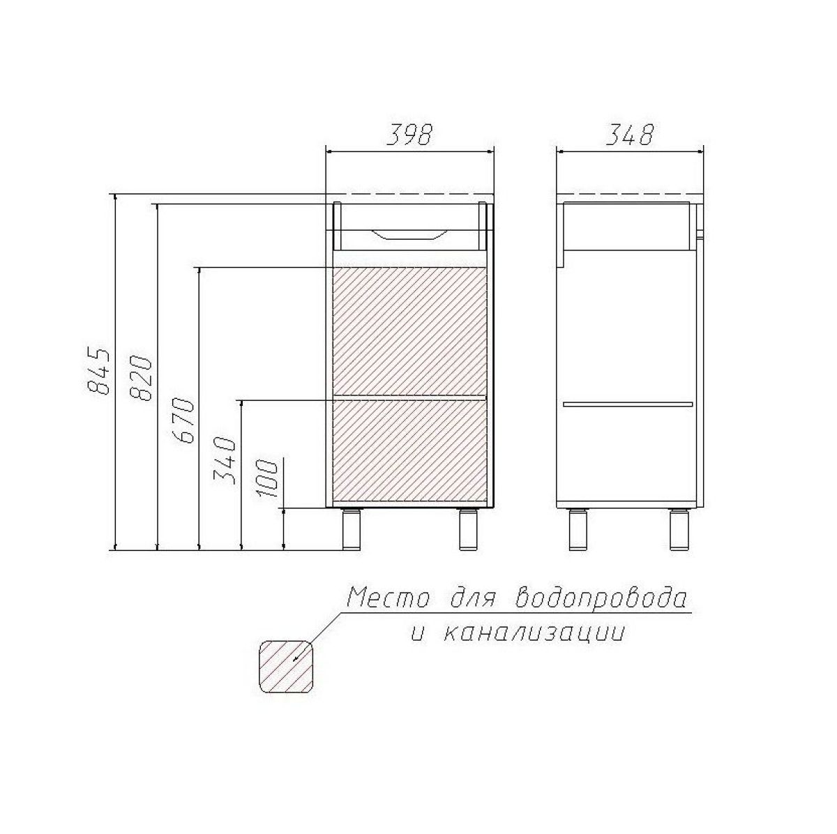 Тумба под умывальник Andrea 40 3D без ящика Домино (D37001T) | фото 3