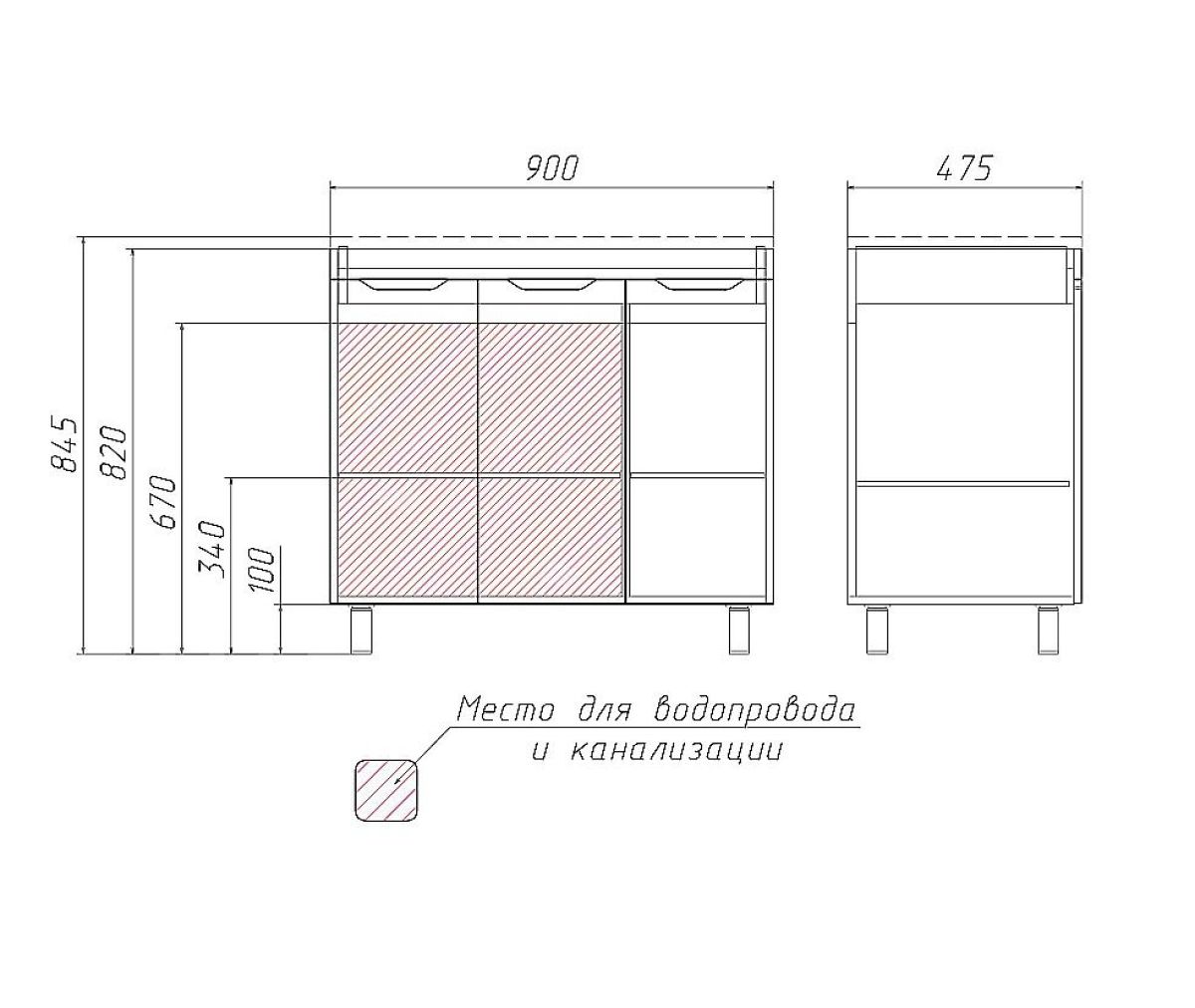 Тумба под умывальник Andrea 90 3D без ящика Домино (D37005T) | фото 2