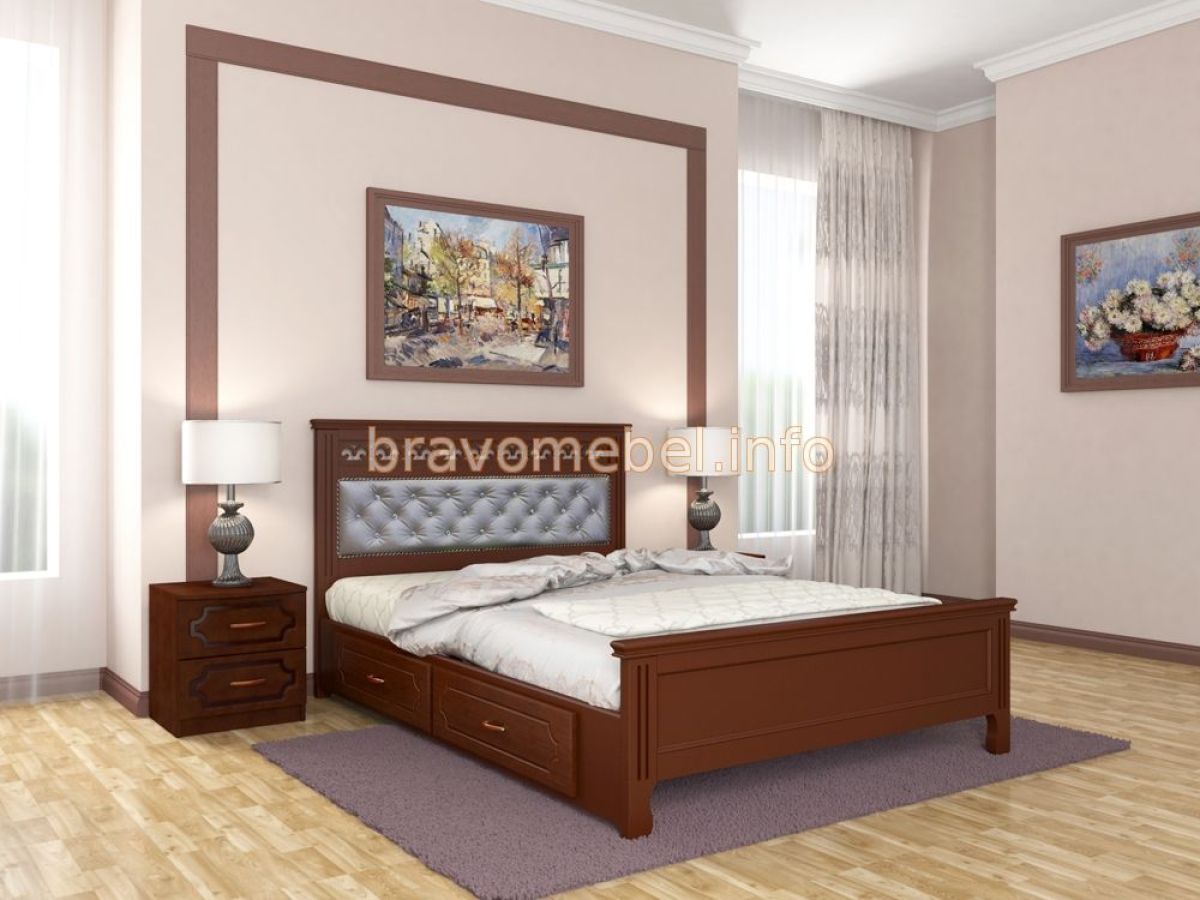 ГРАЦИЯ Кровать из массива 1600 с 2-мя ящиками  | фото 2