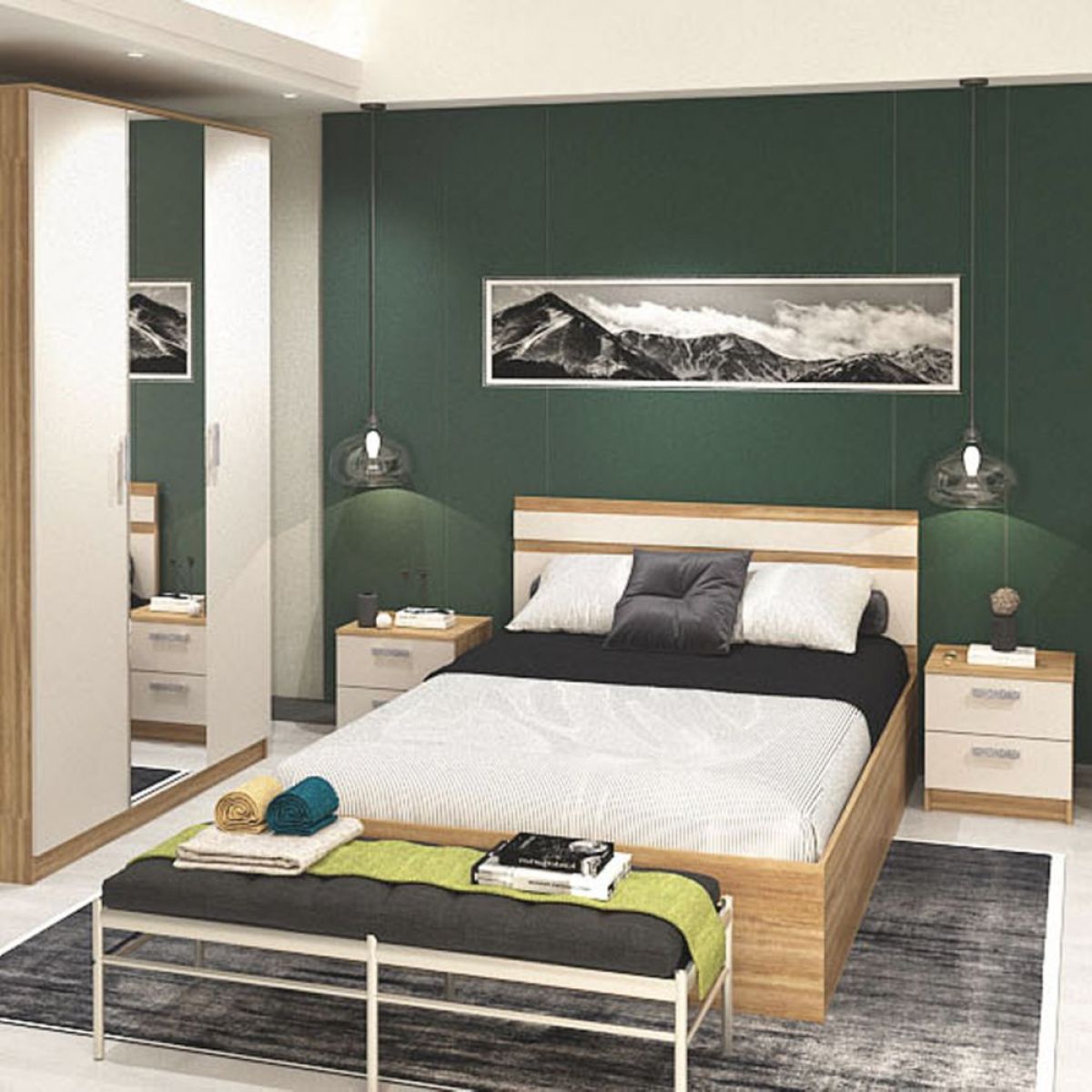 Кровать 1400 Салоу с настилом (Дуб сонома/перламутр) | фото 5