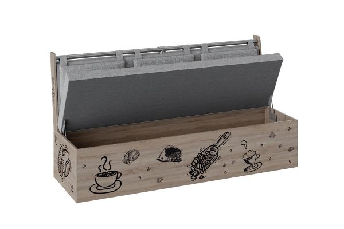 Скамья прямая РОДЕНГО Рогожка серая/Сонома трюфель | фото 2