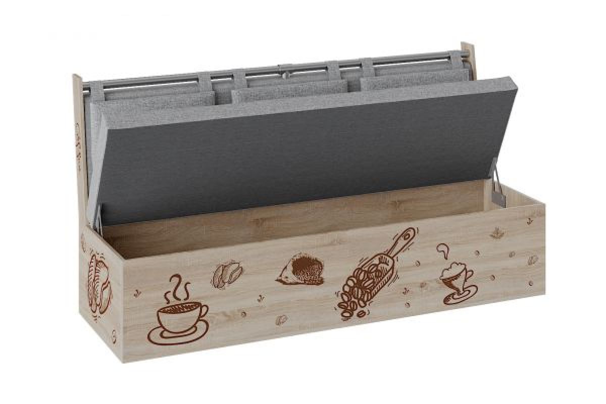 Скамья прямая РОДЕНГО Рогожка серая/Дуб Сонома | фото 2