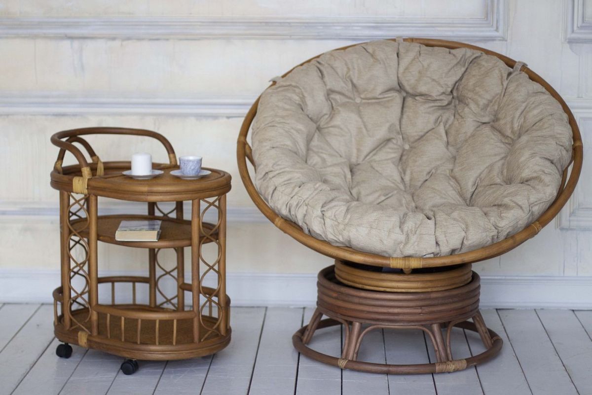 Кресло Папасан вращающийся 23/01В с подушкой (Миндаль матовый) | фото 3