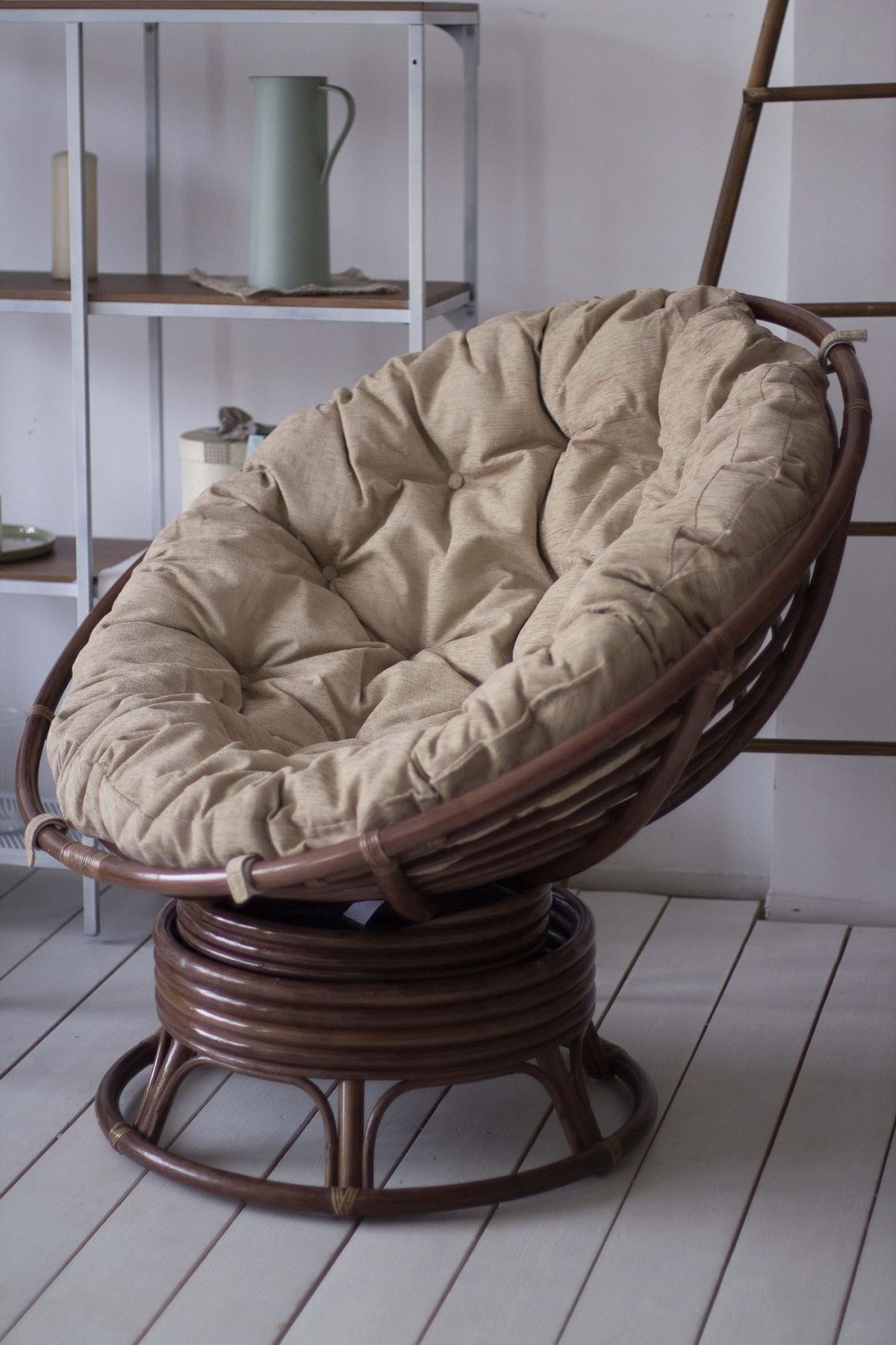 Кресло Папасан вращающийся 23/01В с подушкой (Темно-коричневый) | фото 3