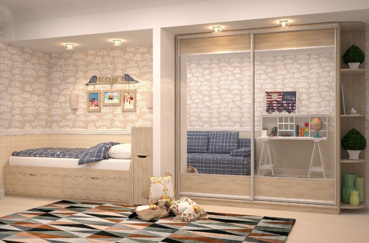 Шкаф-купе Юлия 2400 ЛДСП/Зеркало/ЛДСП (ЛДСП 1 кат.) | фото 7