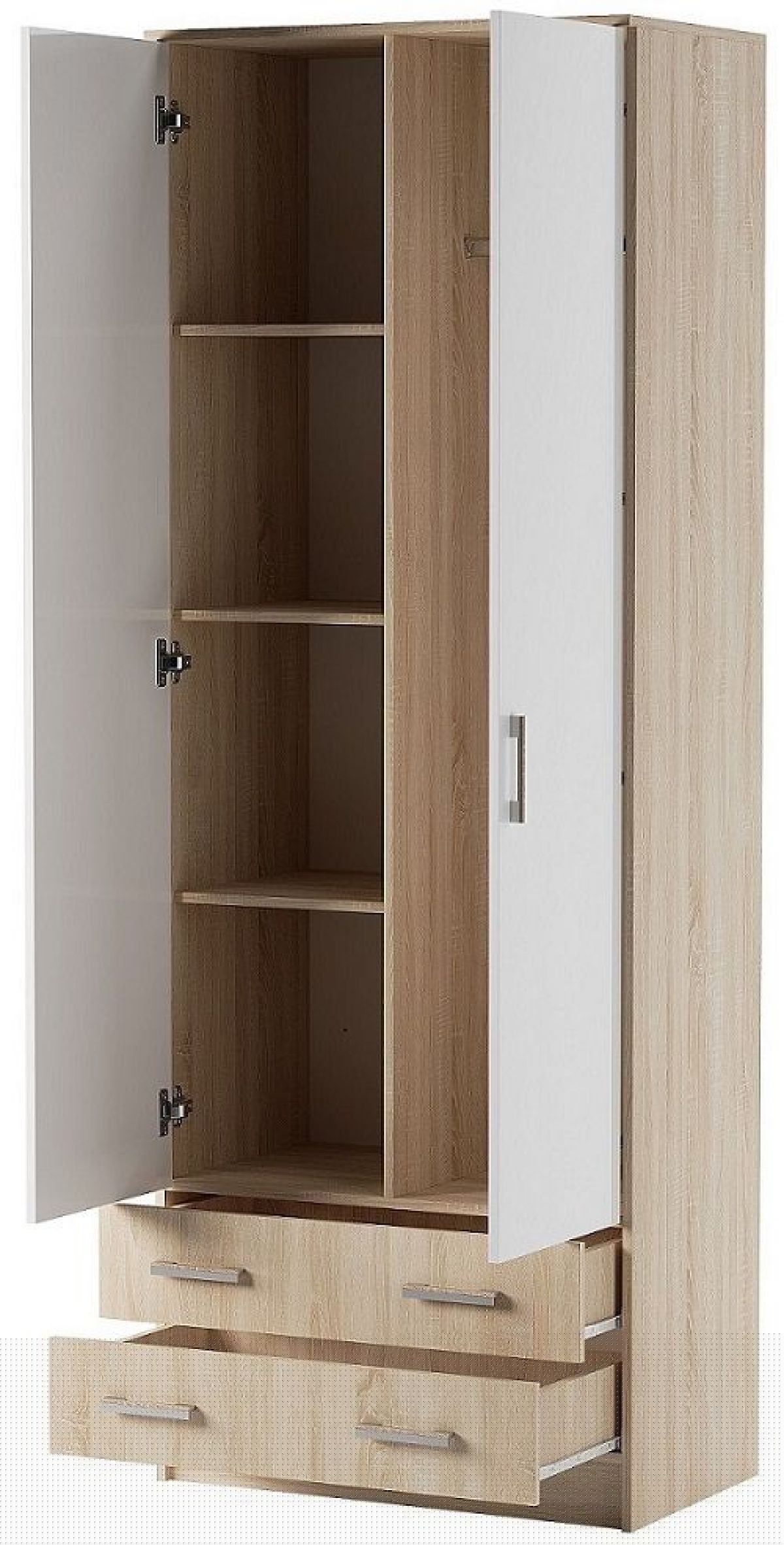 БЕАТРИС Шкаф ДУЭТ 2дв. 2ящ. (Дуб Сонома/Белый глянец) | фото 2