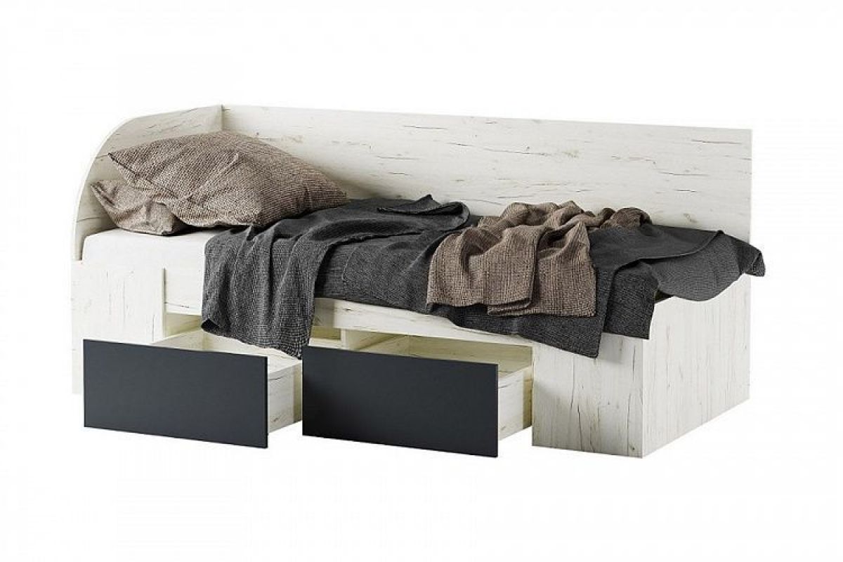 БЕАТРИС Кровать-софа (дуб крафт белый/антрацит) | фото 2