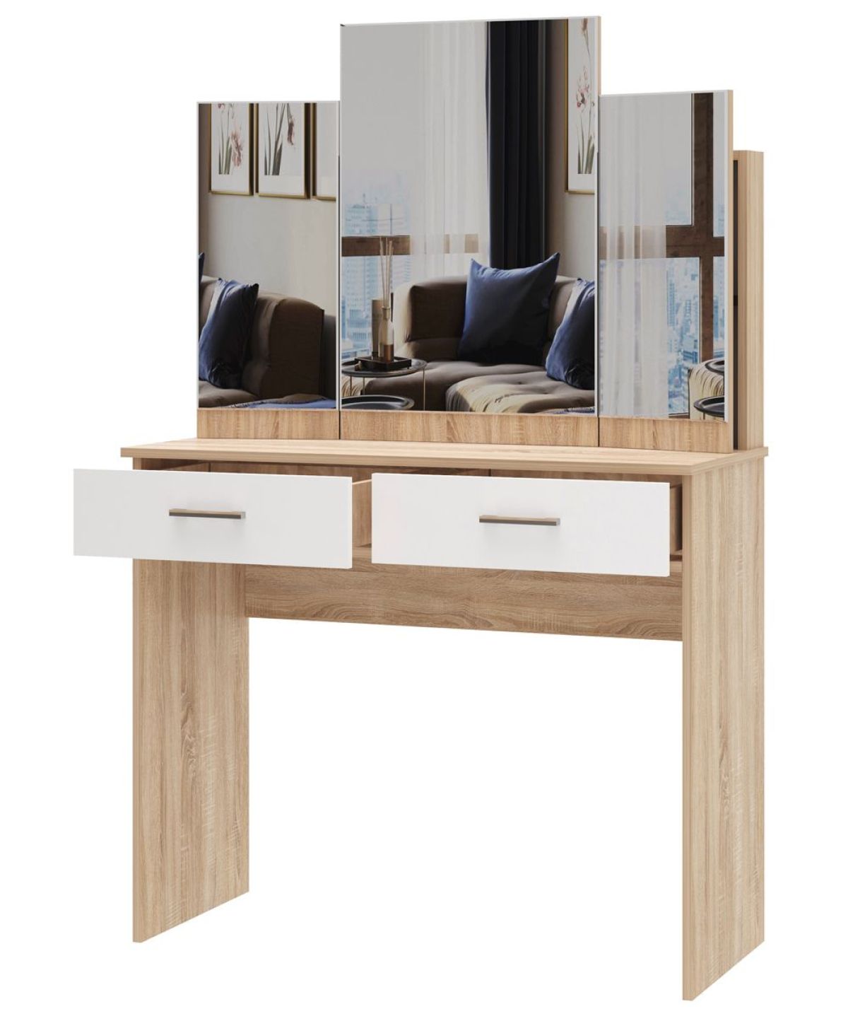 БЕАТРИС Стол туалетный (Дуб Сонома/Белый глянец) | фото 2