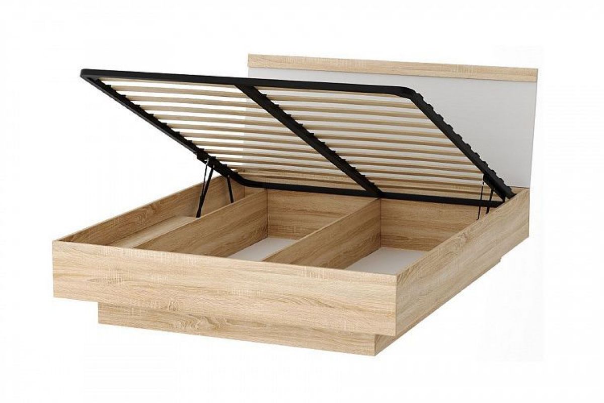 СОНАТА КРС-1600 Кровать с ПМ (дуб сонома/белый глянец) | фото 2