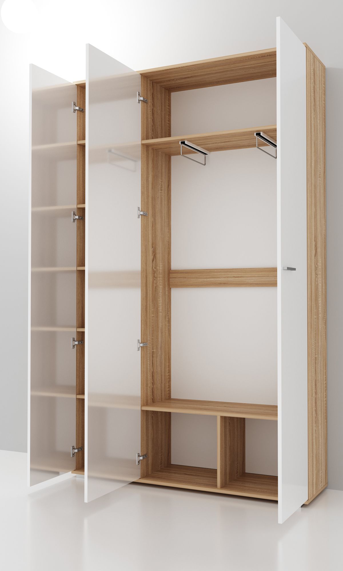 ИТАЛИЯ ШК-1300 Шкаф 3 дв. с зеркалом (Дуб сонома/Белый глянец) | фото 3