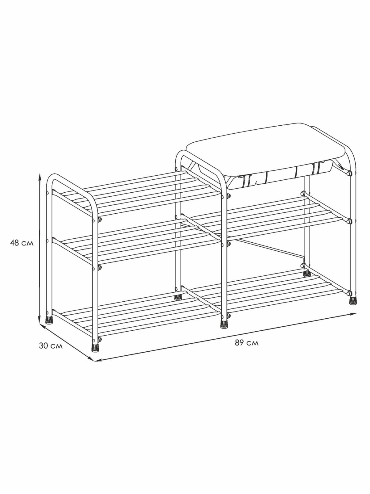 ПДОА33СЯ Ч Подставка для обуви "Альфа 33" с сиденьем и ящиком Черный | фото 2
