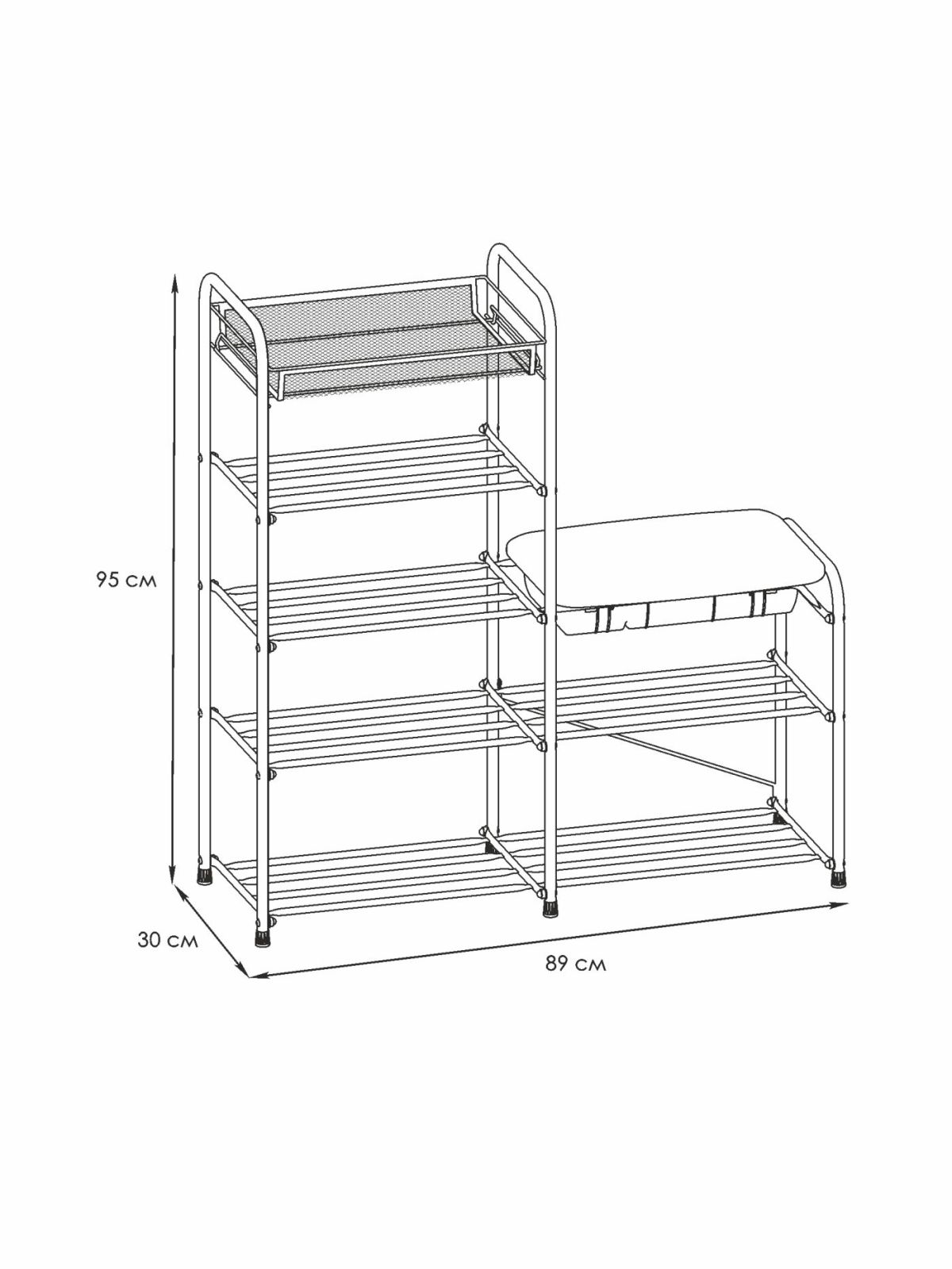 ПДОА35СЯ Б Подставка для обуви "Альфа 35" с сиденьем и ящиком Белый | фото 2